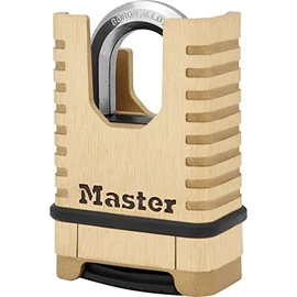 Master Lock M1177EURD Brass Heavy Duty Solid Padlock [Closed Shackle][Combination Lock] -Anti-Rust, Ultra Resistant and Waterproof