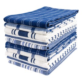 KAF Home Surtido de toallas de cocina planas | Juego de 10 paños de cocina, 100% algodón, 18 x 28 pulgadas | Paños de cocina suaves ultra absorbentes | Perfecto para cocinar, limpiar y secar las manos (azul marino)