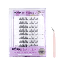 Hannie wish False Eyelashes, Partial, False Eyelashes, Bunch, 0.002 inch (0.05 mm), Ultra Fine Point, Princess, Mermaid, Large Capacity, Includes Tweezers