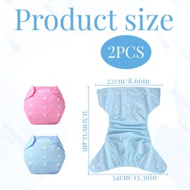 Reusable Swim Nappy, 2 Pack Swim Nappies, Adjustable Washable Swimming Nappies, Swim Nappy, Reusable Nappies for 0-3 Years Baby Boys & Girls for Pool Lessons/Beach Use, Blue & Pink