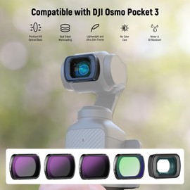 Neewer ND Filter Set (4 Pack) Compatible with DJI Osmo Pocket 3 Creator Combo Accessories with 0.75X Wide Angle Lens & Screen Protectors, ND16 ND64 ND256 Black Diffusion 1/4 Pro Mist Filter, FL-B14