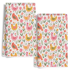 Cute Watercolor Chickens Kitchen Towels, Dish Towels for Kitchen Set of 2