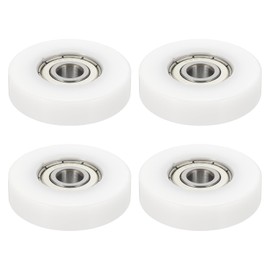 MECCANIXITY Roller Idler Bearing Pulley, 8 x 40 x 10mm Plastic Sliding Conveyor Nylon Wheel Track Wheel for Furniture Hardware Accessories Mobile Door White, Pack of 4