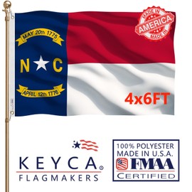 KEYCA Premium North Carolina State Flag 4x6 FT 100% Made in The USA-Heavy Duty Vibrant colors Double Sided North Carolina SC Flag with 2 Brass Grommets for Home/Company/Indoor Outdoor Decoration