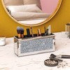 SHYFOY 4-Compartment Makeup Brush Holder, Mirrored Makeup Organizer with Crushed