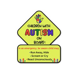 3pcs Autism Stickers for Cars, Child with Autism on Board Sticker Weather Resistant Autism Awareness Labels and Decals Emergency Alert Autistic Sign for Truck Window Bumper Wall (Style 1)