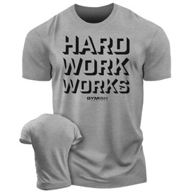 Hard Work Works Gym Workout Shirts for Men Funny Sayings Cool Lifting T-Shirt (MED, Hard Work Grey)