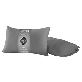 GOHAR HOME Ultra-Soft Pillowcases - Breathable, Durable & Easy Care - Hotel Quality Standard Pillow Covers - Grey, 2 Pack, 50cm x 75cm (20" x 30")