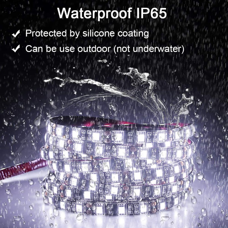ALITOVE 16.4ft White LED Strip Flexible Ribbon Light Black PCB