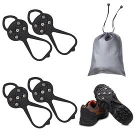 LACE INN Non Slip Gripper Spike, Ice Grippers Traction Cleats Snow Shoe Spikes Grips Crampons with 10 Steel Studs Cleats 2 Pair