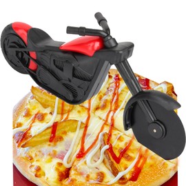 HAPPOW Motorcycle Pizza Cutter with Sharp Stainless Steel Cutting Wheel Non-Stick Pizza Roller Funny Kitchen Gift in Red