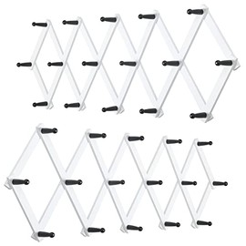 WEBI Accordion Wall Hanger,Wooden Expandable Coat Rack,Accordion Hat Rack for Wall for Hats,Caps,16 Peg Hooks,Black White,2 Packs