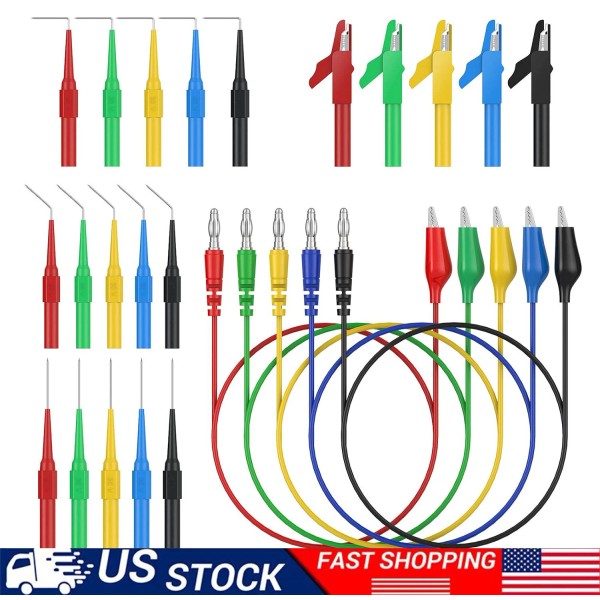 25PCS Automotive Back Probe Kit Multimeter Test Leads Wire Identified