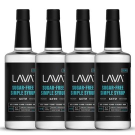 (4-Pack) LAVA Premium SUGAR FREE Simple Syrup, Keto Friendly, Zero Calorie, Zero Sugar, Zero Carb, Sugar Substitute Sweetener, 33.8oz 1-Liter