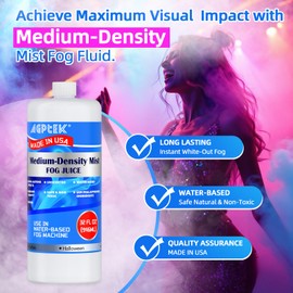 AGPTEK AGPTEK 32oz Smoke Fog Machine Liquid, Medium Density Fog Juice for 400-1500 Watt Foggers,Water-Based,Thick Atmosphere, Ideal for Indoor and Outdoor Venues Made in USA