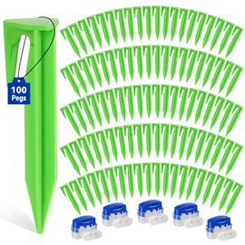 COZCLAM 100 Pegs & 5 Cable Connectors for Robotic Lawnmower Boundary Cable, Robotic Lawnmower Boundary Cable Accessories, Ground Spikes Nail and Waterproof Cable Connectors, Compatible with Gardena