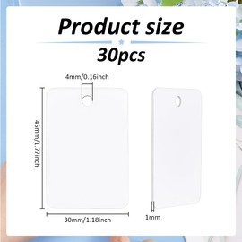 BENECREAT 30PCS Rectangle Sublimation Aluminum Blank, Aluminum Stamping Tag Blank Dog Tag Double Sided Transfer Tags for DIY Keychains, Tags Project, 1.77x1.2 Inch