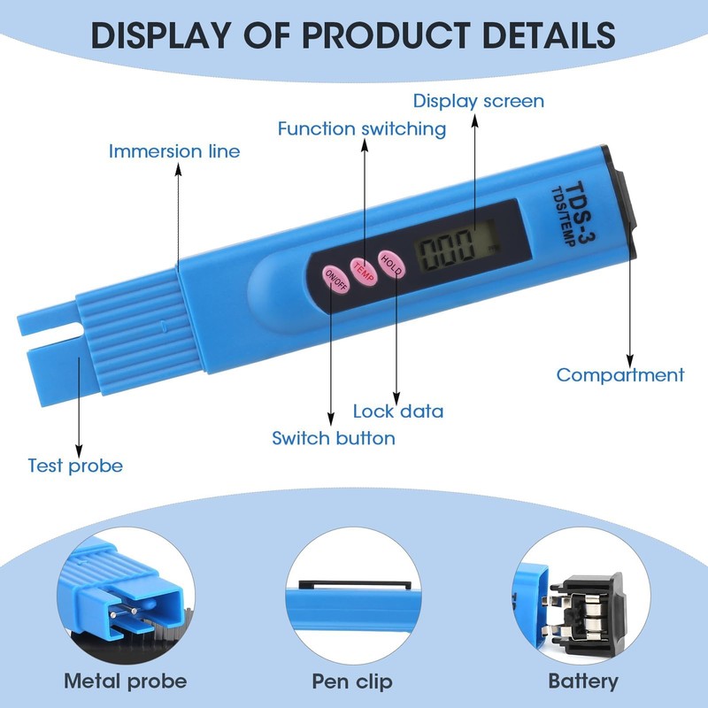 TDS Meter Digital Water Tester, LCD Digital Pen Water Quality