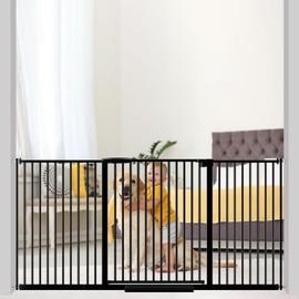 AIKSIWAI Extra Wide Baby Gate 30.11-77.36",Ultra Narrow 1.37" Spacing Dog Gate indoor,Double Lock Auto Close Pet Gate for House,Pressure Mounted Baby Gate Easy Walk Through Pet Gate for Hallway(Black)