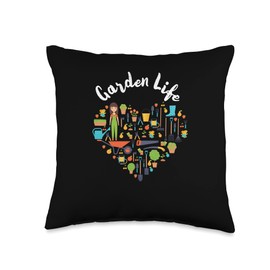 Garden Life Gardening Tools Heart Gardener Lady Landscaper Throw Pillow