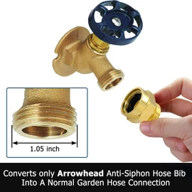 Hooshing Hose Bib Adapter 1-1/16" Fine Thread Female to 3/4 GHT Male Brass Garden Hose Connector Compatible with Arrowhead Brand Hose Bibs