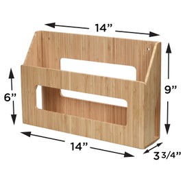 Bamboo Wall Mounted Kitchen Organizer & Holder for Foil, Wax Paper, Plastic Wrap, Parchment Paper, Bags and more, Mounting Hardware Included