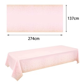 Pack of 3 Rectangular Pink Tablecloth, Dots, 137 x 274 cm, Paper Roll, Disposable Plastic Tablecloth, Waterproof, Oil-Resistant Tablecloths for Party, Picnic, Birthday, Weddings