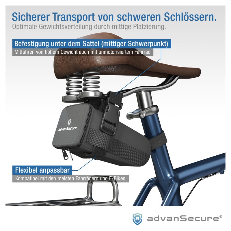 advanSecure® Bicycle Saddle Bag | Ideal for Heavy Chain Locks