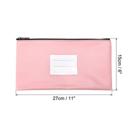 PATIKIL 11 x 6 Inch Money Bank Storage Bag with Zip Leather Boots Money Coin Check Wallet Pen Bag with Clear Window for Office Travel Pink
