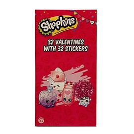 Shopkins 32 Valentines Day Cards with 32 Stickers Plus 48 Heart Seals