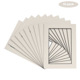 CountryArtHouse White Acid Free 12x18 Picture Frame Mat with Black Core Bevel Cut for 11x14 Pictures - Fits 12x18 Frame - Pack of 10 - with Bags & Backings