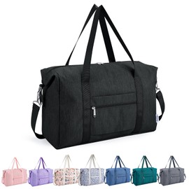 for Ryanair Cabin Bags 40X20X25 Underseat Small Foldable Travel Duffel Hospital Weekend Bag for Women Ryan Air Carry on Luggage Holdall Tote for Men 20L (Black)