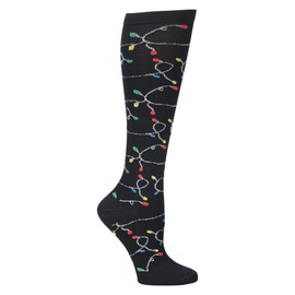 Nurse Mates Calf Socks | 12-14 mmHg Compression | Superior Support & Comfort | 1 Pair | Christmas Lights