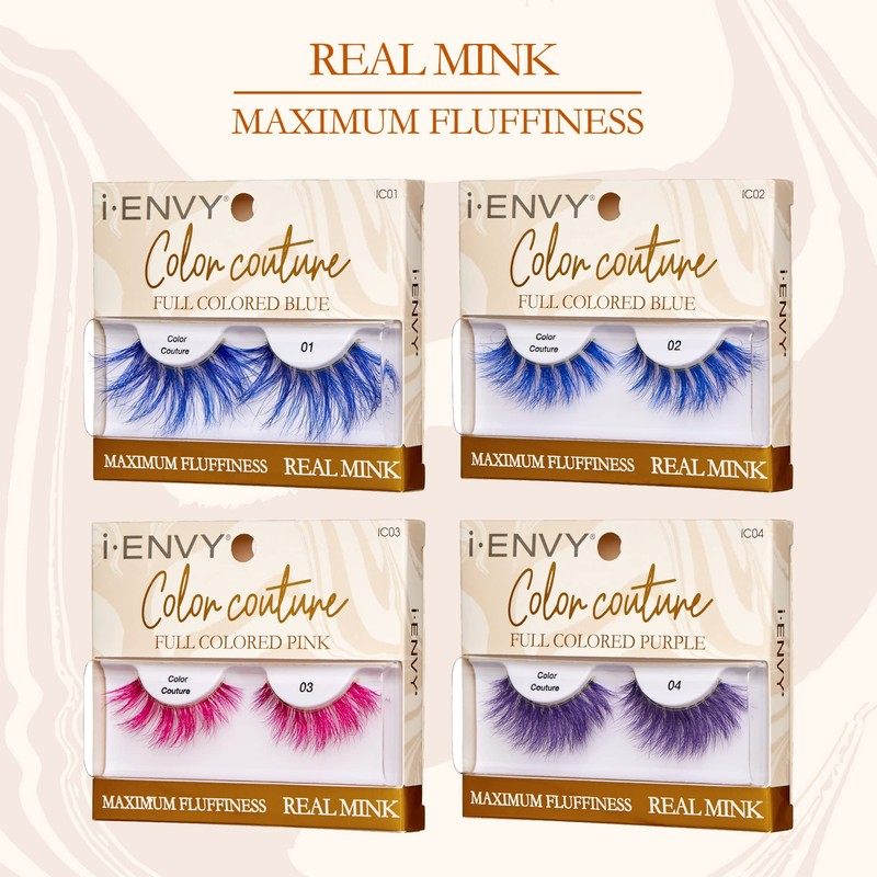 iENVY False Eyelashes Real Mink Color Couture Full Colored Lashes