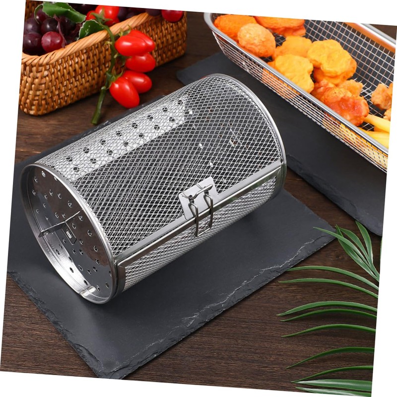 Mipcase Stainless Steel Rotisserie Grill Basket with Movable Door Versatile