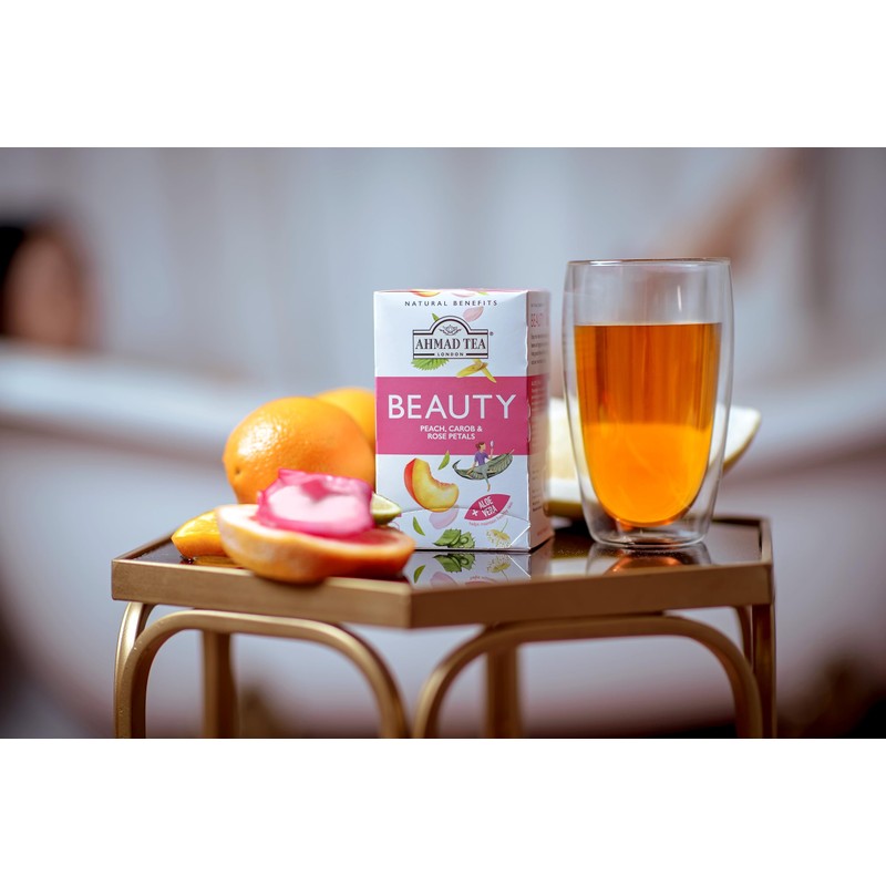Ahmad Tea Herbal Tea, Peach, Carob, and Rose Petals 'Beauty'