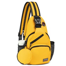 SUIKIHUM Convertible Sling Bag with Coin Pocket, 11" Tablet Crossbody Mini Backpack with Headphone Jack Casual Pack for Women Men Travel, Yellow