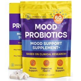 InnovixLabs Mood Probiotic for Women & Men, Clinically Studied Digestive & Mood Support Supplement, Lactobacillus helveticus Rosell-52ND & Bifidobacterium longum Rosell-175, 60 Capsules