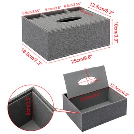 BTSKY Linen Household Office Rectangular Tissue Box with Remote Control Storage Organizer Box - Elegant and Stylish Home Napkin Holder Desktop Tissue Paper Holder Desk Storage Organizer (Grey)
