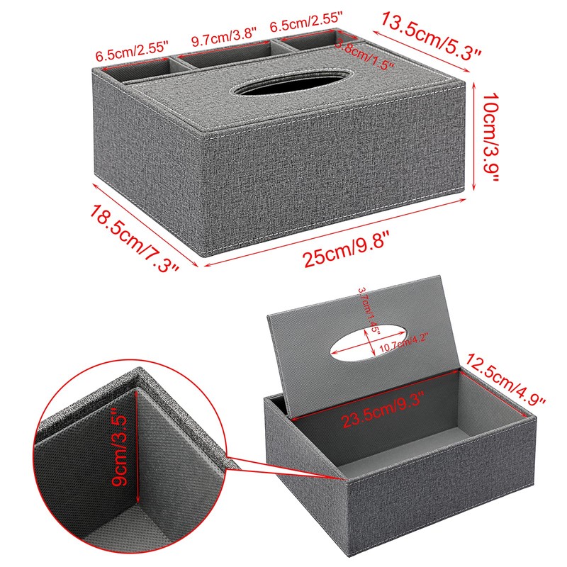 BTSKY Linen Household Office Rectangular Tissue Box with Remote Control