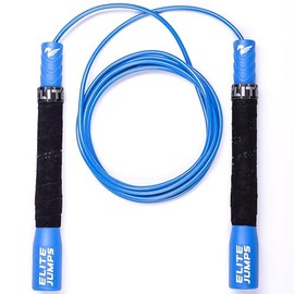 Elite Jumps Fit Plus Pro Freestyle PVC, 4mm Cord Skipping Rope, Cardio, Adjustable 10ft Length with 8" Reinforced Handles, Non-Slip Grip for Gym Worko