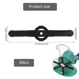 Grass Trimmer Accessories - Pack of 60 Plastic Replacement Blades, 14 cm Replacement Blade for Grass Trimmer, Grass Trimmer Accessories, Plastic Blade for Edge Cutters