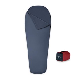 Litume All Season Sleeping Bag Inner Shruff, Improved to 8°C, Anti-Static Velour Fleece Mummy Sleeping Bag for Backpacking, Camping and Travel Lightweight Sleeping Bag with Drawstring Hood (1x1/2 Zipper)