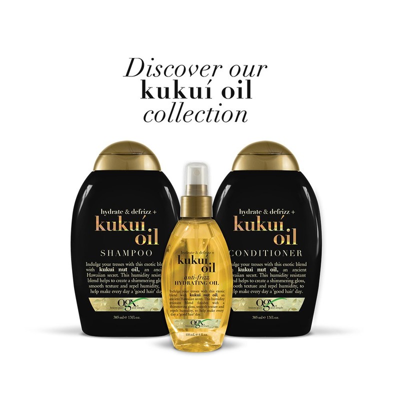 OGX Kukui Oil Conditioner, Hydrate & Defrizz, 13 Ounces
