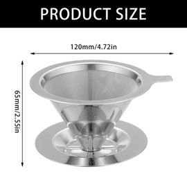 Coffee Filter, Reusable Coffee Filter, Stainless Steel Coffee Filter, Permanent Hand Filter, Coffee Filter for Making Manual Coffee, Pouring Coffee, Coffee Filter Attachment