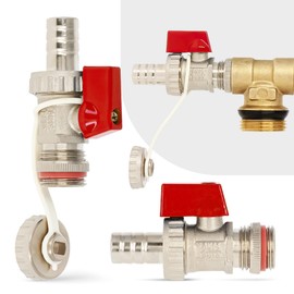 Drain Valve with Cap 1/2 Red Handle Ball Shut-Off Valve Durable Brass Heating Systems Distributor