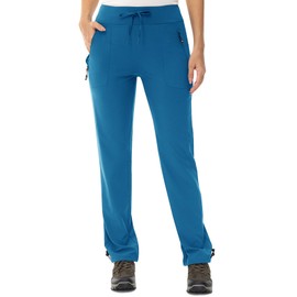 TBMPOY Women's Hiking Pants Lightweight Water Resistant Travel Joggers Quick Dry Outdoor Athletic Pants Zipper Pockets Blue Large