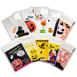 SORAmood Halloween Candy Bags, Candy Bags, Gift Bags, Wrapping, Presents, Portion Bags, 10 Types, Set of 100