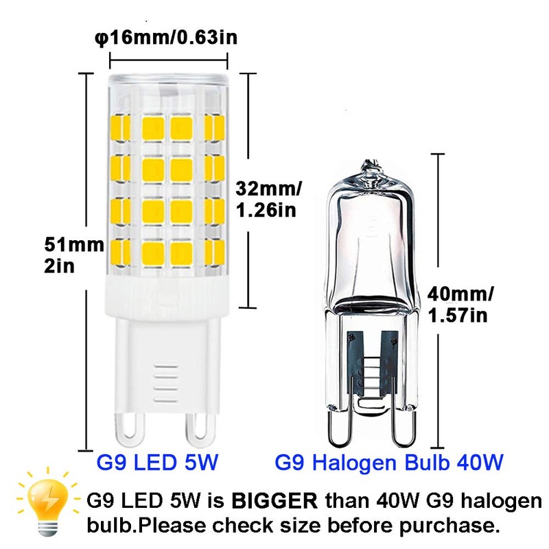 SumVibe G9 LED Bulb 5W, 40W G9 Halogen Bulb Replacement,