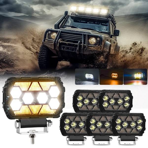 Aaiwa 6PCS 4.5 Inch Square LED Work Light Bar Spot